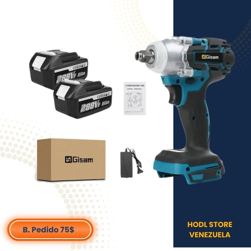 GISAM Llave de Impacto 18V + 2 Baterias (3Ah) [Bajo Pedido]